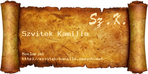 Szvitek Kamilla névjegykártya
